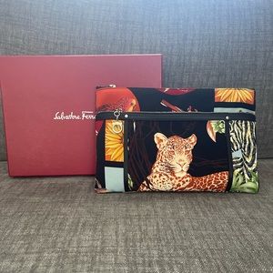 New Salvatore Ferragamo Animal Print Clutch